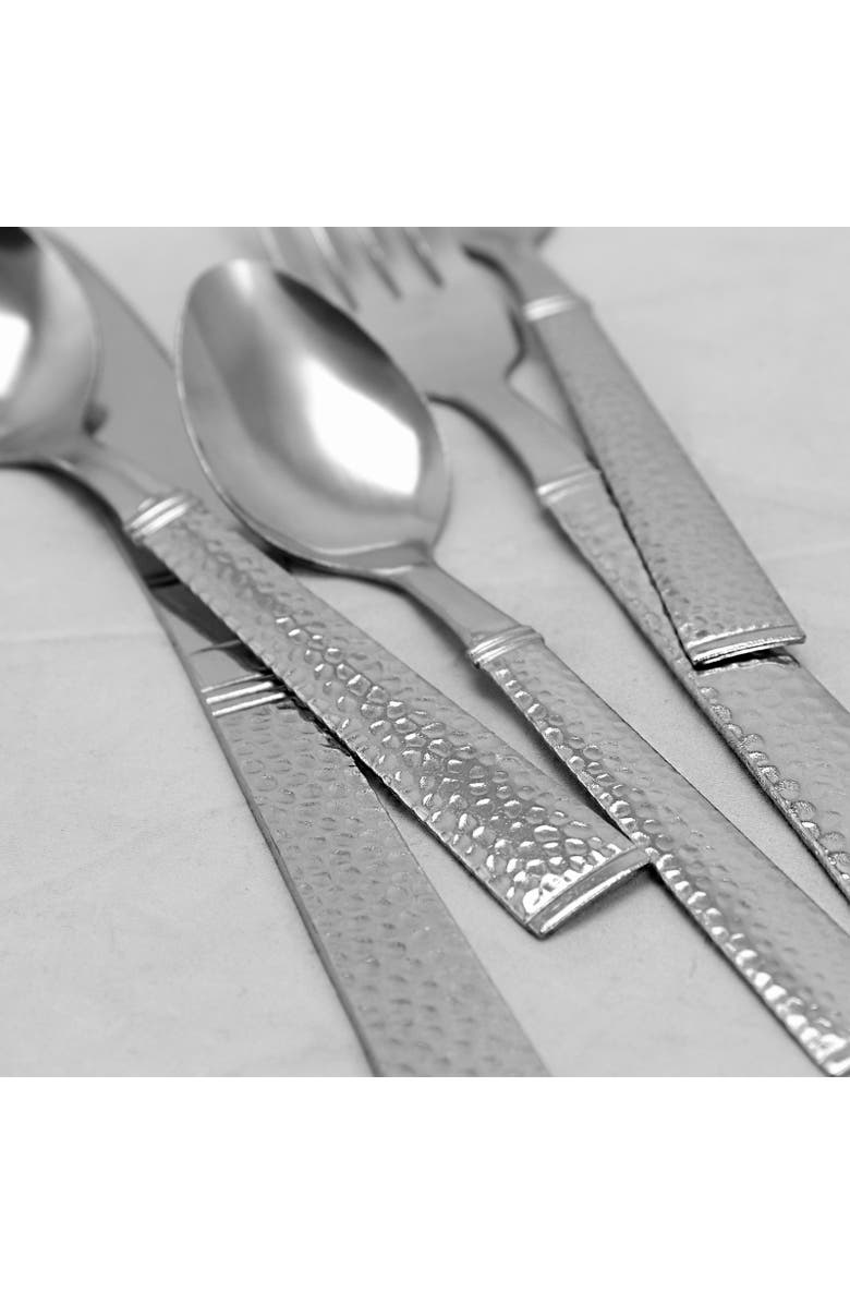 Gibson Home Prato 65 Piece Flatware Set with Wire Caddy, Alternate, color, Metallic Silver