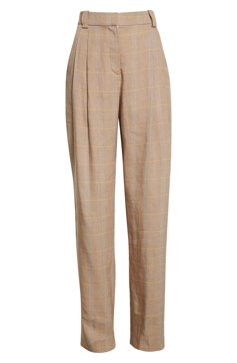 A.L.C. Fynn Plaid High Waist Linen Blend Trousers, Alternate, color, 