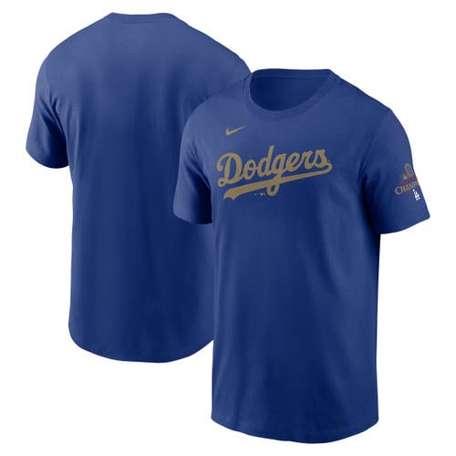 Nike Royal Los Angeles Dodgers 2025 Gold Collection Wordmark T-shirt
