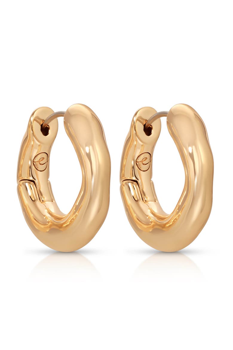 Mini Molten Hoop Earrings, Alternate, color, GOLD