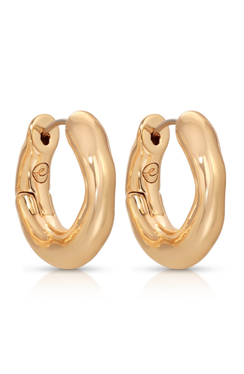 Ettika Mini Molten Hoop Earrings, Alternate, color, Gold