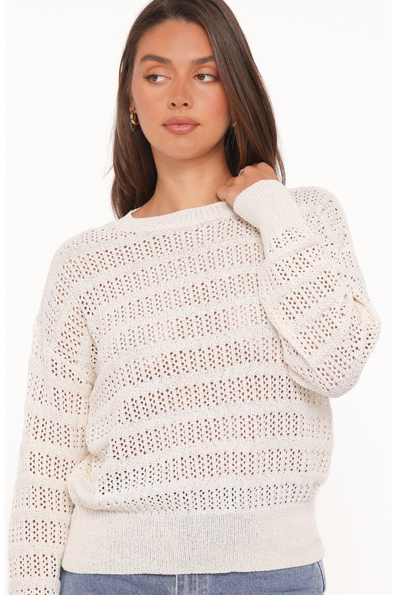 Flavia Open Stitch Sweater, Alternate, color, CREAM