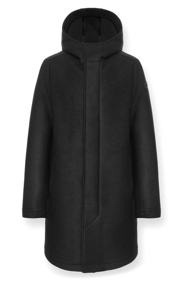 COLMAR Spacer Knit Hooded Coat, Alternate, color, Black