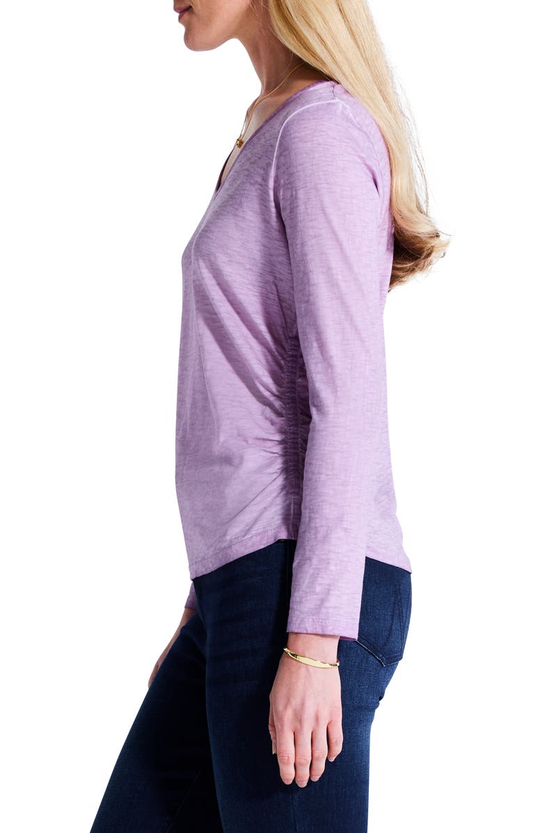NZT by NIC+ZOE Ruched Long Sleeve Cotton Top, Alternate, color, Calla Lily