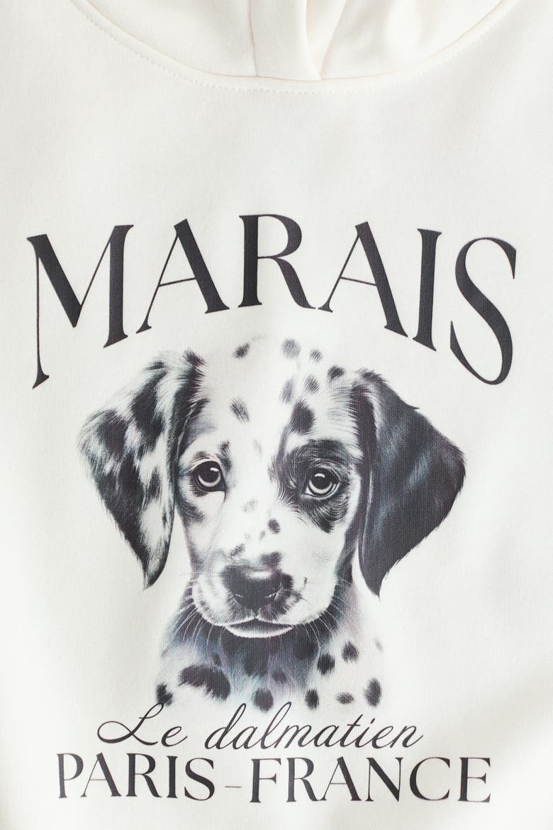 Oversized Motif-detail Hoodie, Alternate, color, Cream/Dalmatian