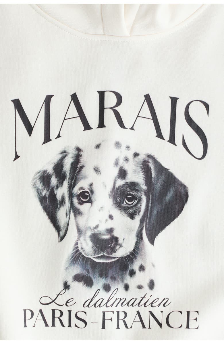 H&M Oversized Motif-detail Hoodie, Alternate, color, Cream/Dalmatian