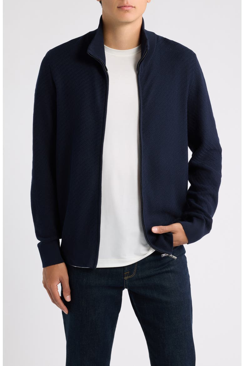 Loretti Full Zip Cotton Cardigan, Main, color, DARK BLUE
