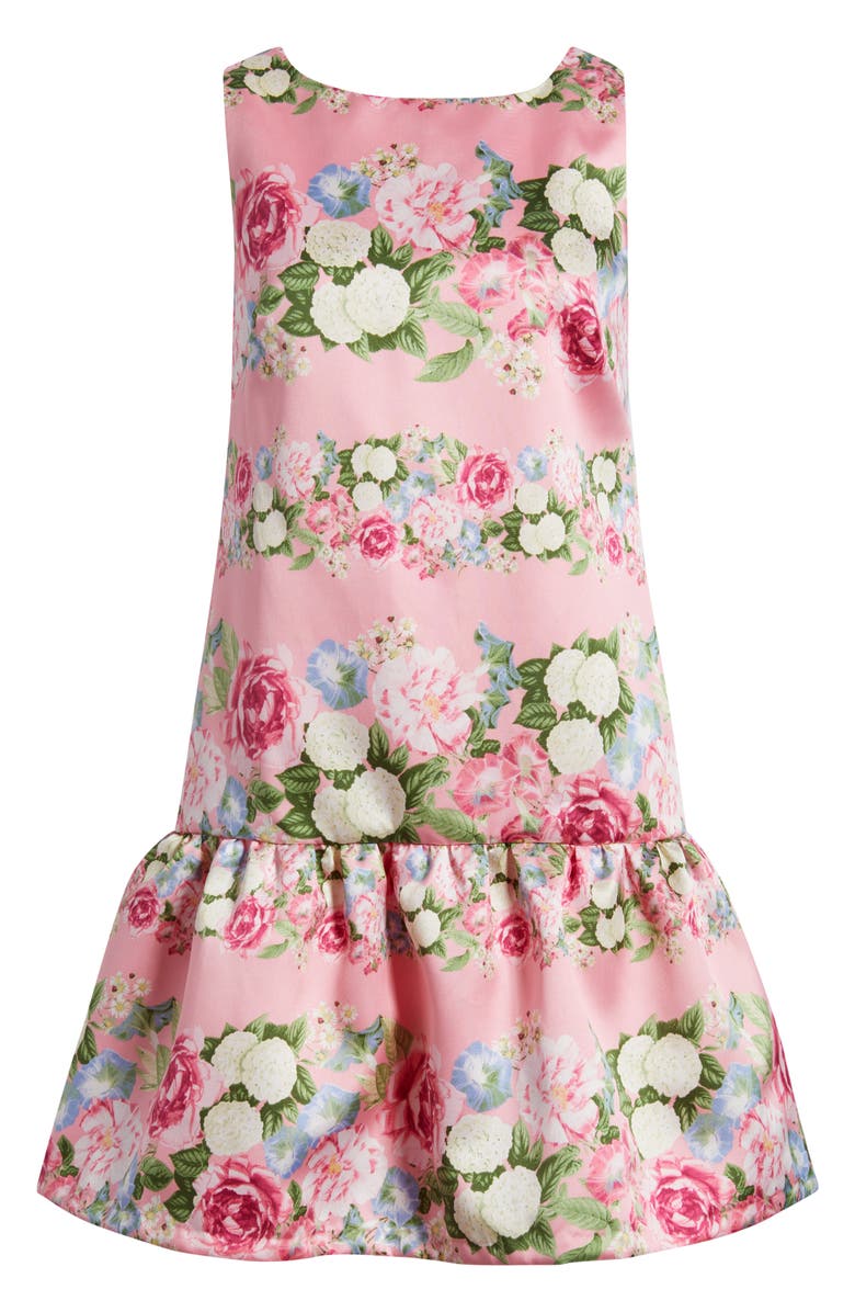 Anne Klein Floral Ruffle Hem Sleeveless Dress, Alternate, color, Carnation Pink Multi