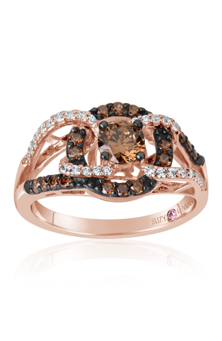 SUZY LEVIAN Halo Set Round-Cut Center Stone Statement Ring, Main, color, 
