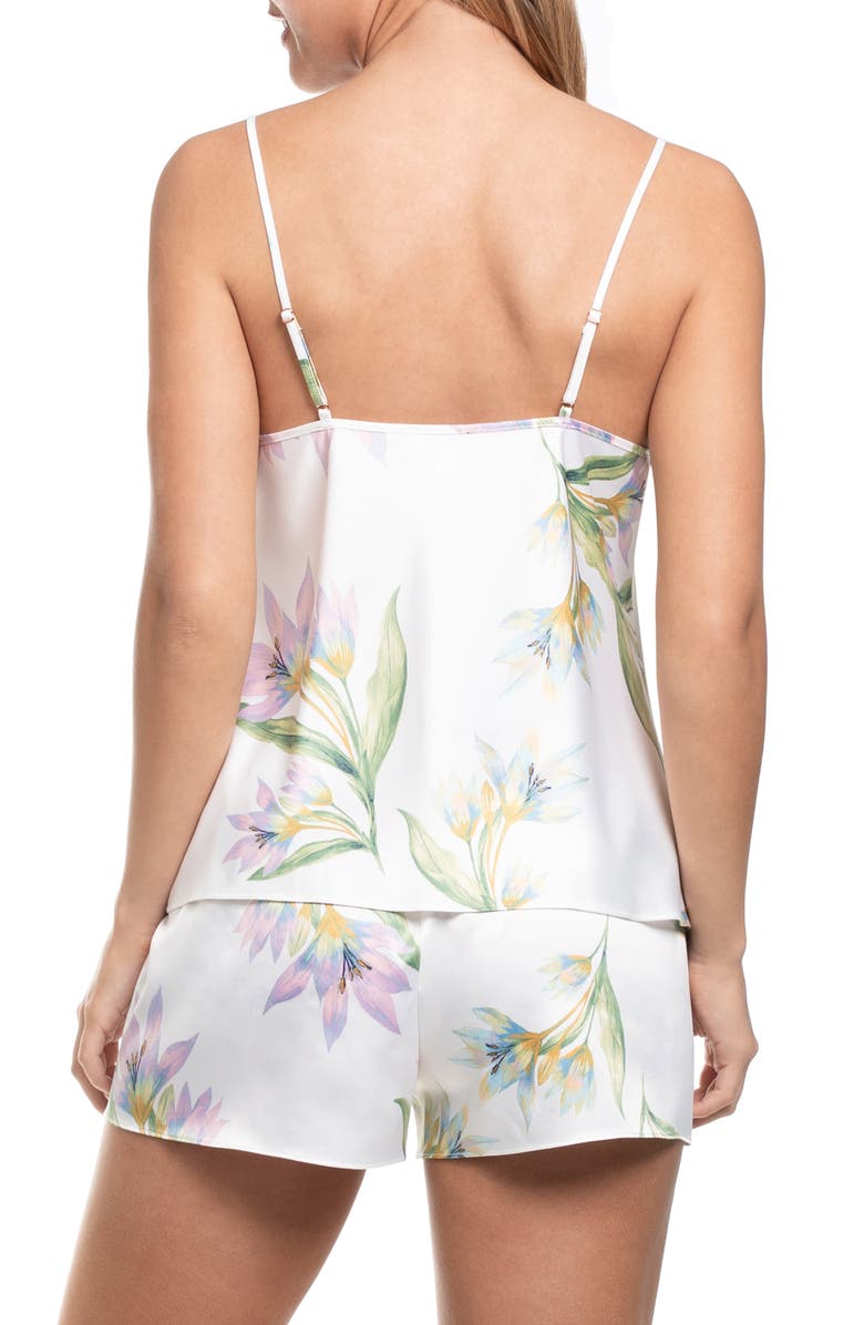 In Bloom by Jonquil Elyse Floral Satin Shortie Pajamas, Alternate, color, Ivory