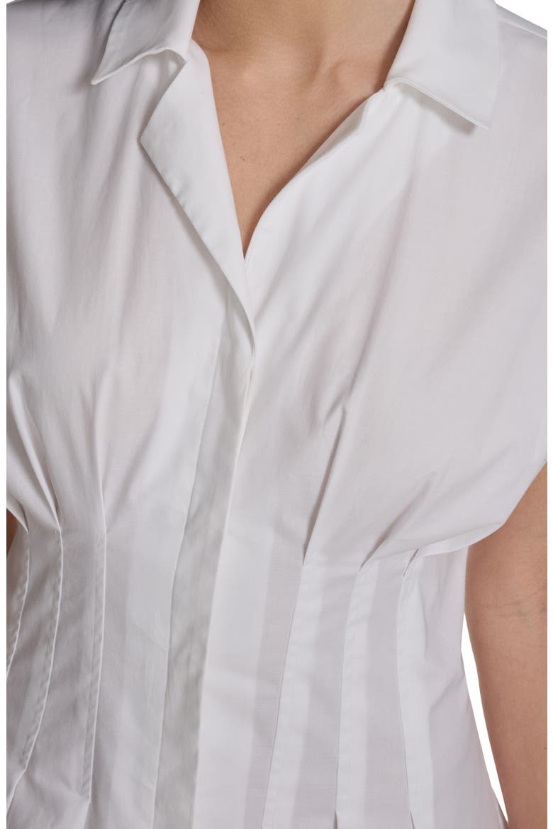Cap Sleeve Cotton Blend A-Line Shirtdress, Alternate, color, WHITE