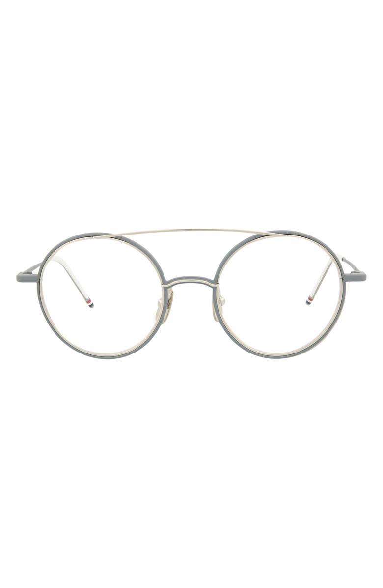 Thom Browne 50mm Round Optical Frames, Main, color, Matte Grey Silver