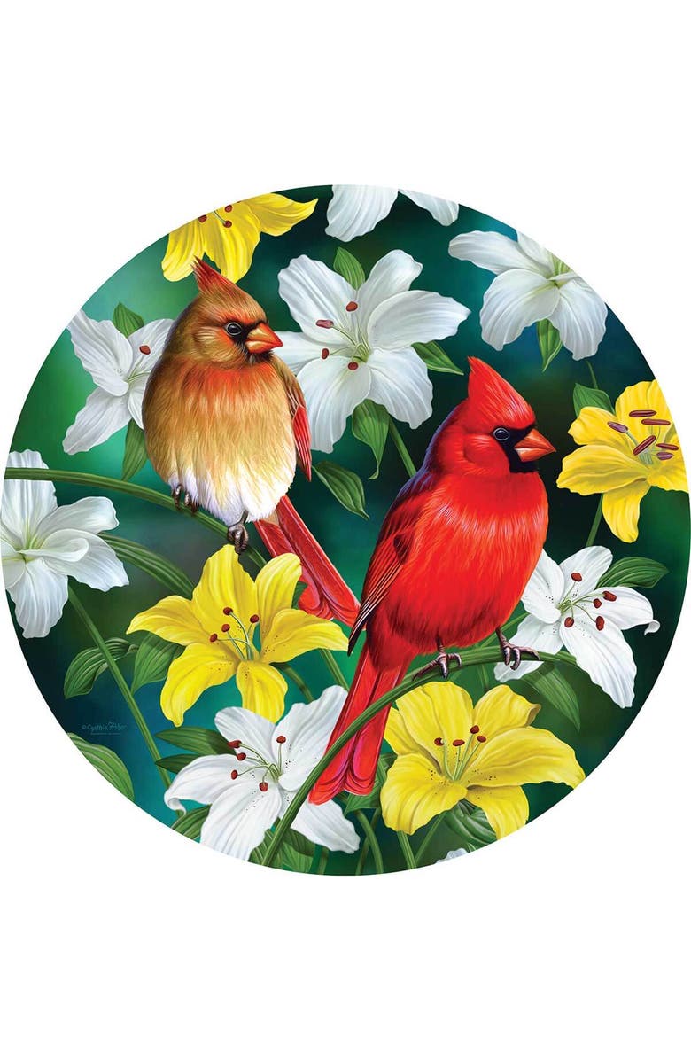 Sunsout Cardinals in the Round 500 piece Jigsaw Puzzle for Adults Round, Alternate, color, Multicolor