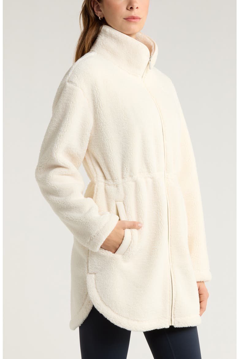 Faux Shearling Longline Jacket, Alternate, color, IVORY EGRET