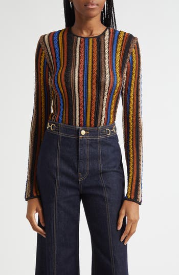Ulla Johnson Ardith Long Sleeve Knit Top In Multi