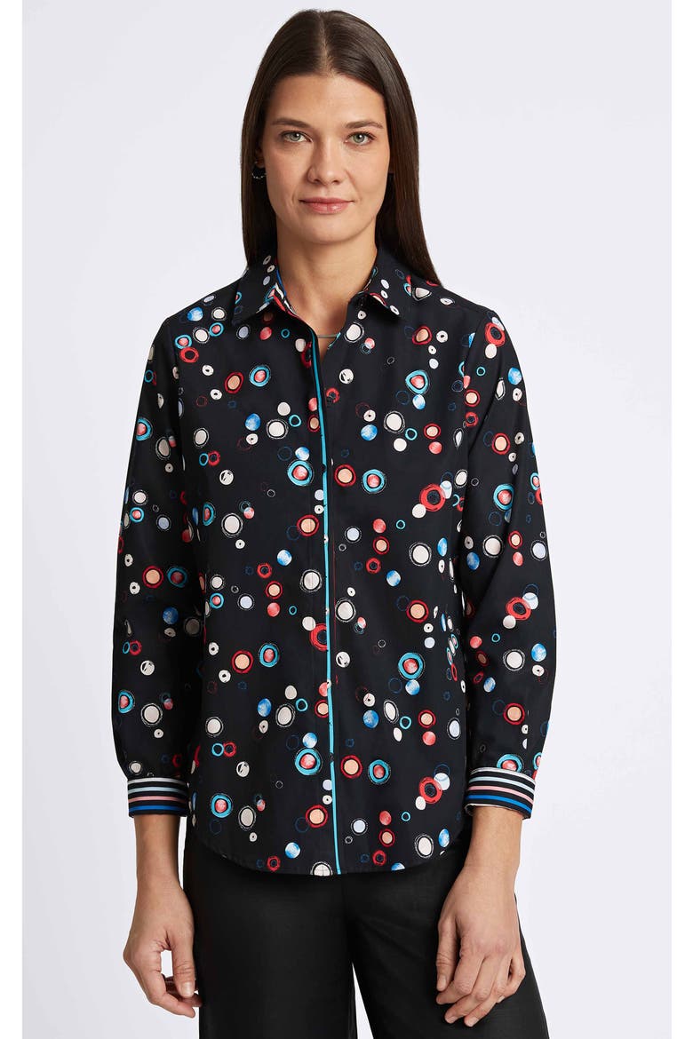 Charlie Circle Print Cotton Button-Up Shirt, Alternate, color, BLACK MULTI