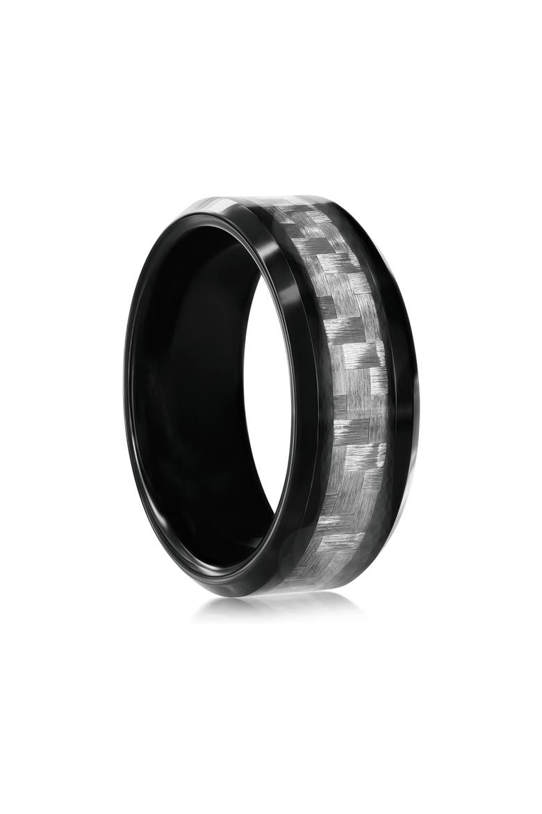 Crosshatch Two-Tone Band Ring, Alternate, color, SILVER CARBON FIBER