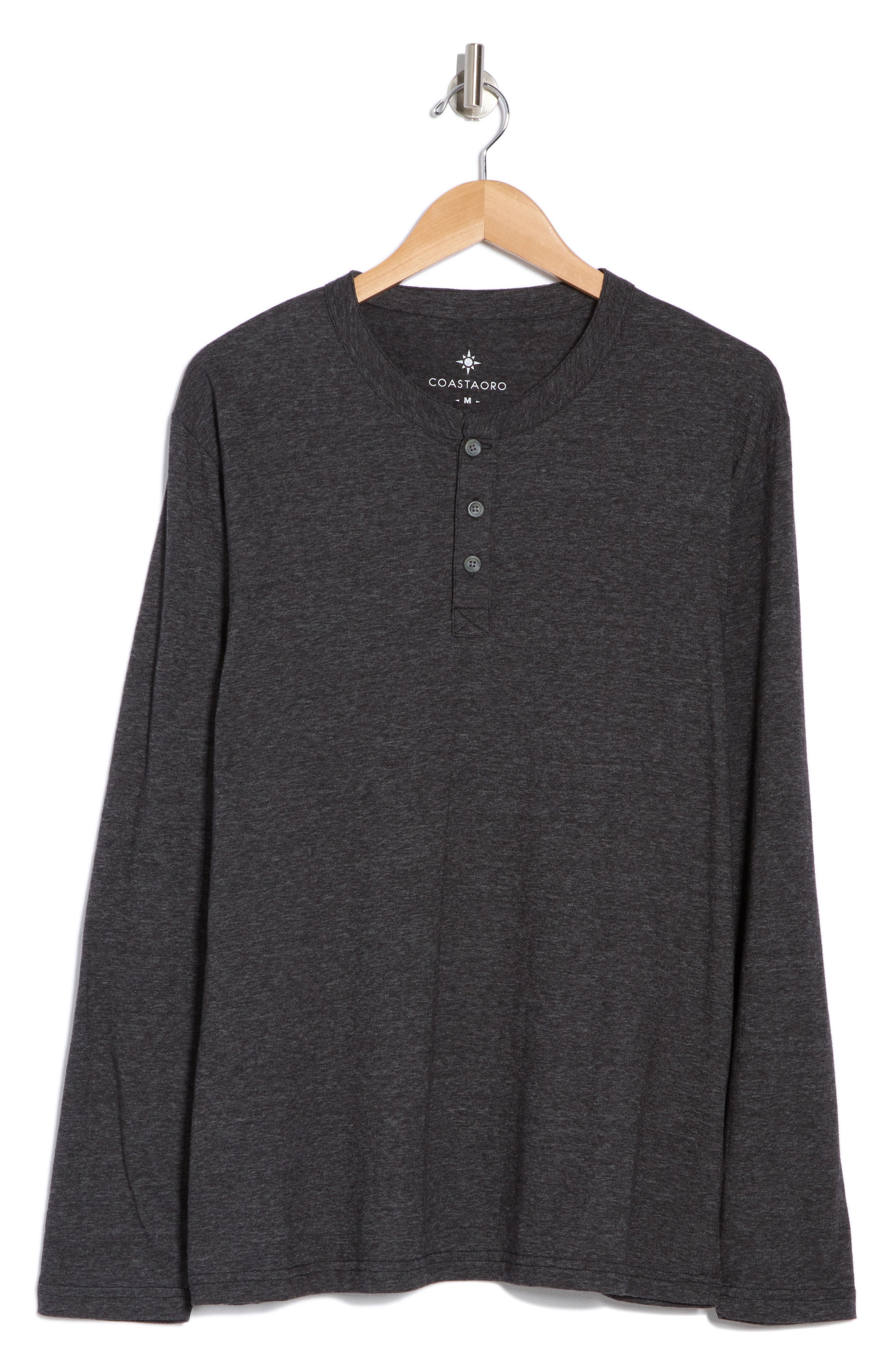 Coastaoro Melangia Knit Henley In Charcoal