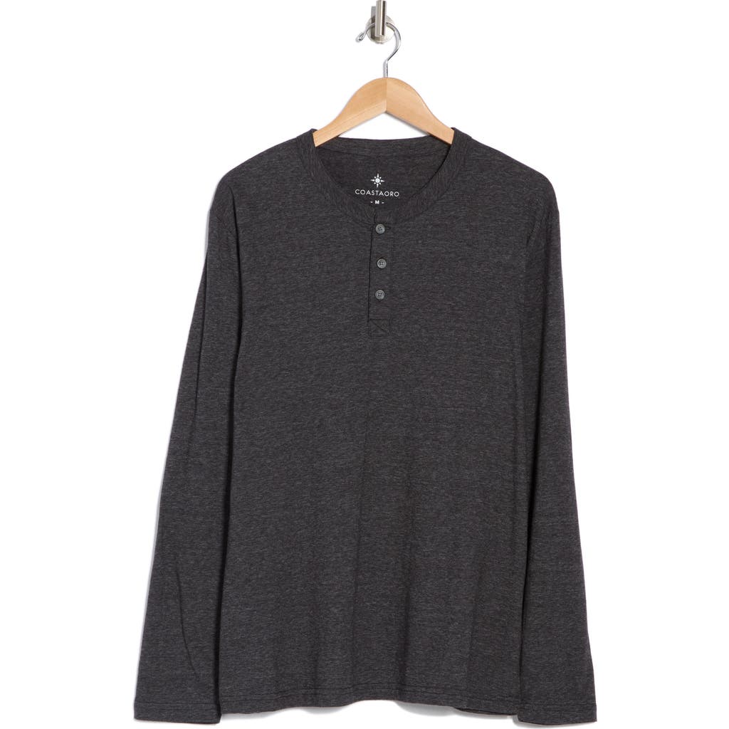 Coastaoro Melangia Knit Henley In Charcoal