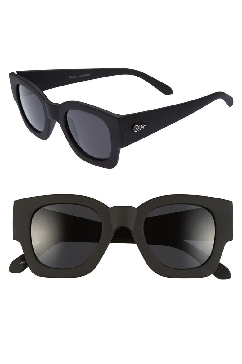 'Polygon' 50mm Sunglasses, Main, color, BLACK