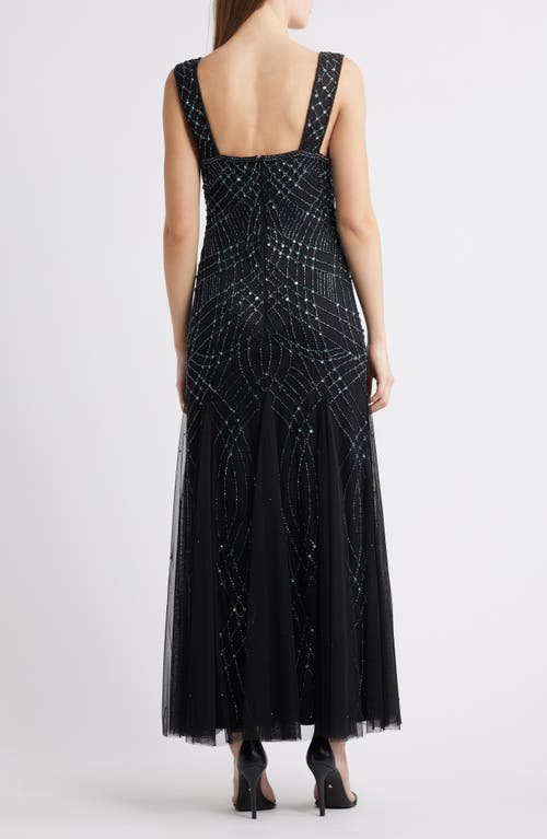 Pisarro Nights Beaded Gown With Long Sleeve Jacket In Black