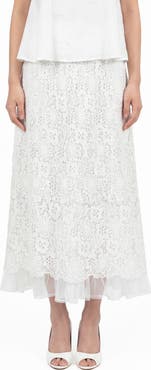 Love By Design Millie Mesh & Lace Midi Skirt