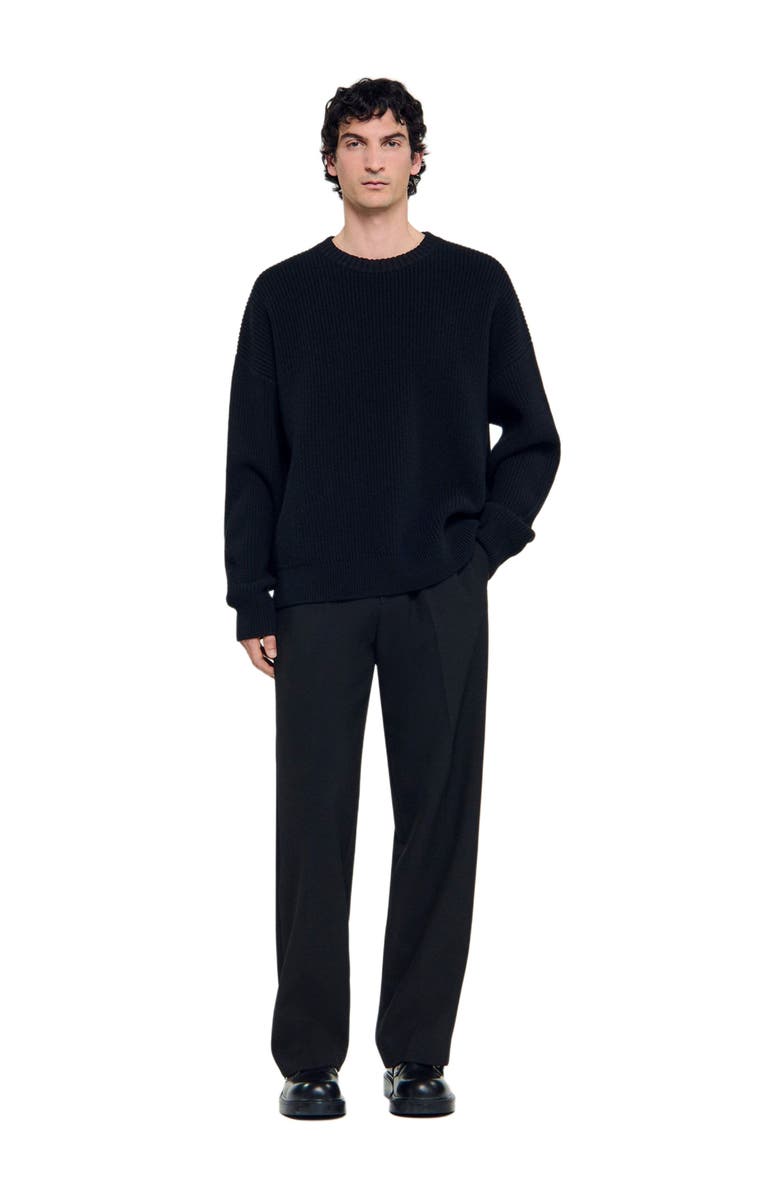 SANDRO Rib knit sweater, Alternate, color, Black