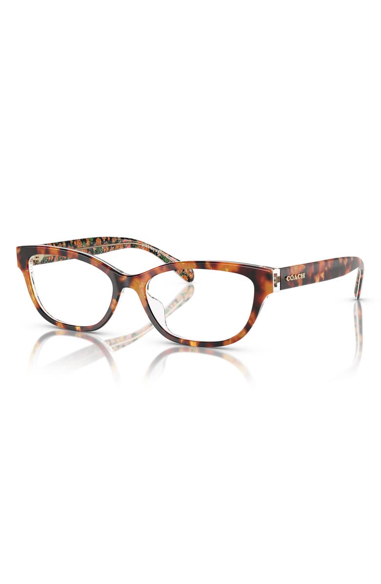 COACH 51mm Pillow Optical Glasses, Alternate, color, Amber / Orange / Demo Lens