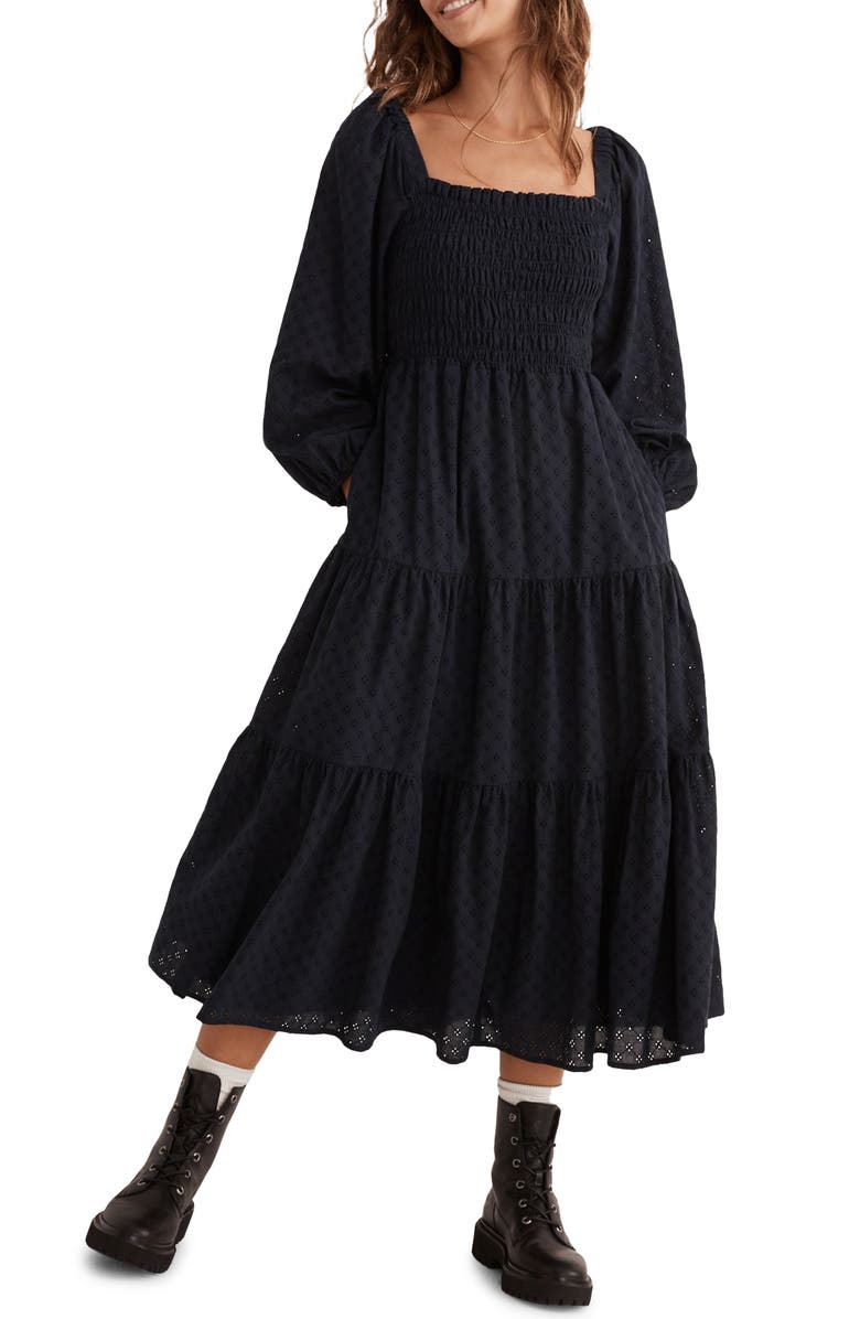 Madewell Lucie Cutout-Back Midi Dress, Main, color,