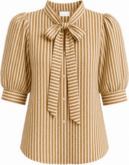 Cartolina Peggy Striped Seersucker Blouse