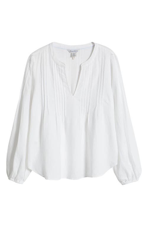 Tommy Bahama Costalina Pintuck Linen Peasant Top In White