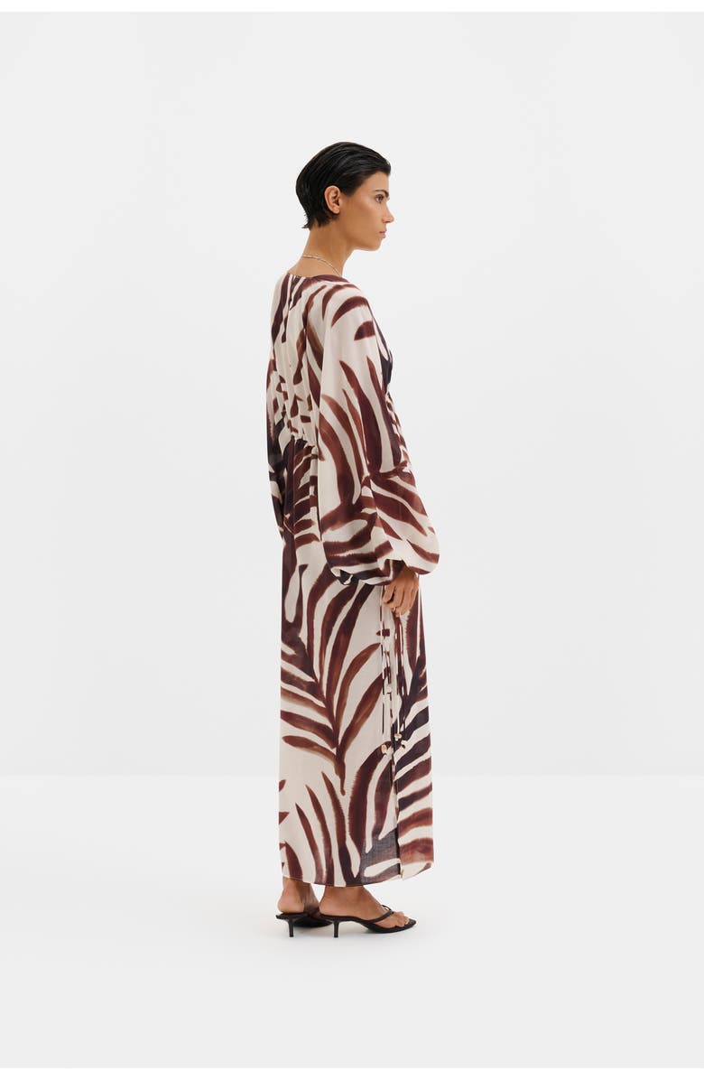 Malina Joseline Sheer Drawstring Maxi Kaftan, Alternate, color, Burnt Leaf