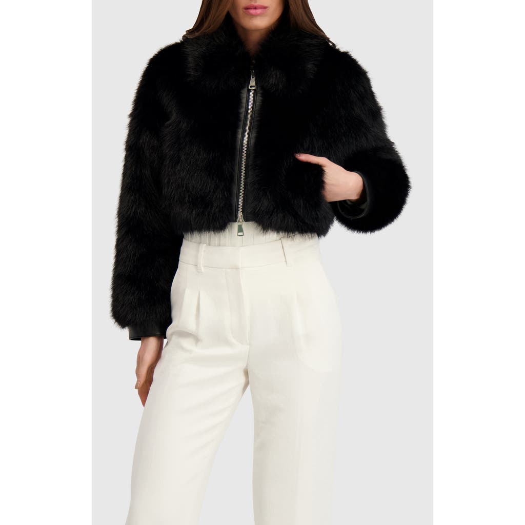 Lyla Grant Fur-free Fox (faux Fur) Zip Bolero In Black
