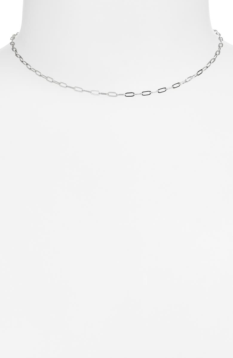 THE SIS KISS Mini Paperclip Chain Necklace, Alternate, color, Silver