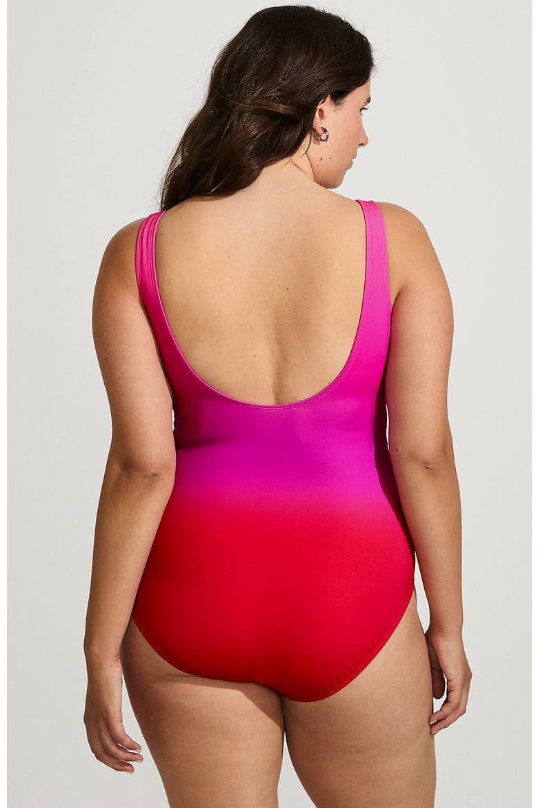 SlenderSuit Wrap One Piece Swimsuit, Alternate, color, Pink Multi Ombre