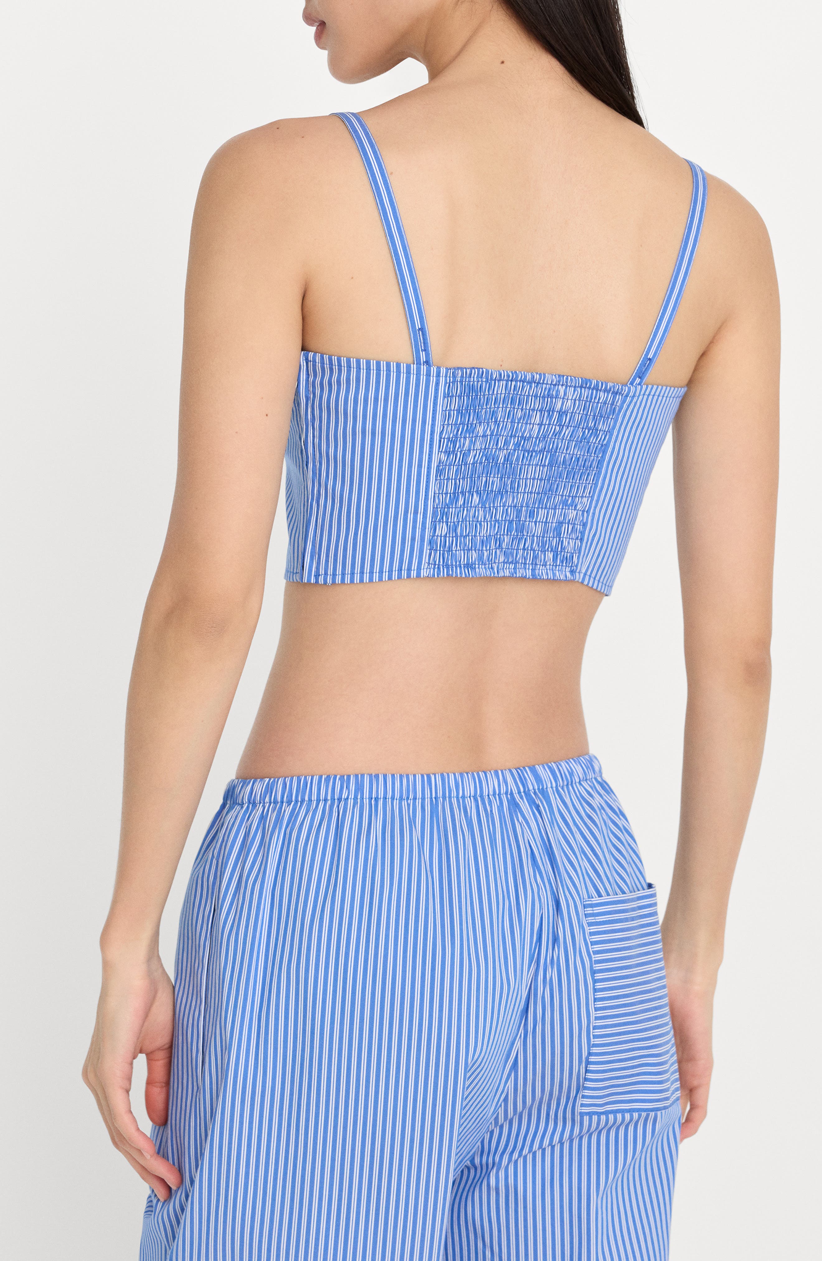 Stripe Crop Poplin Bustier Top - image 2