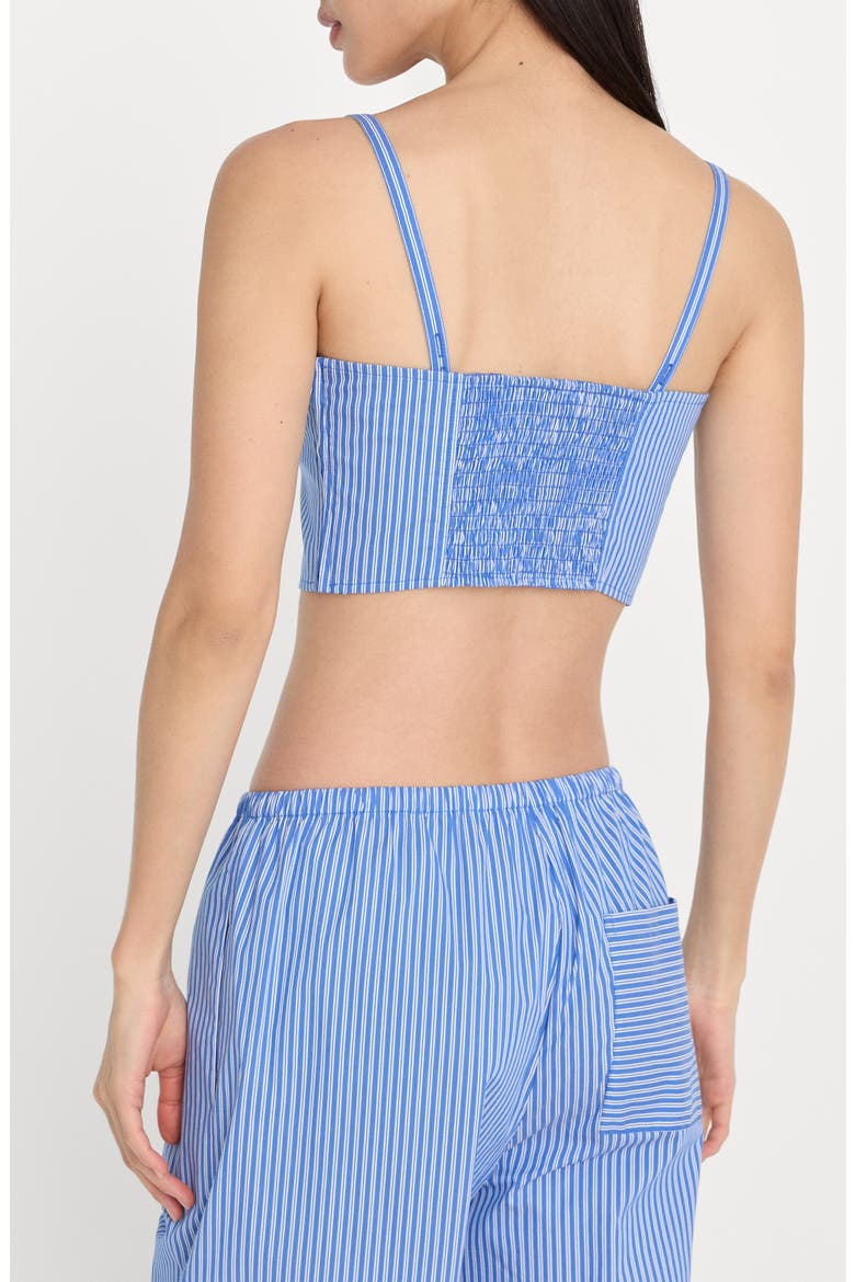 Stripe Crop Poplin Bustier Top, Alternate, color, BLUE WHITE STRIPE