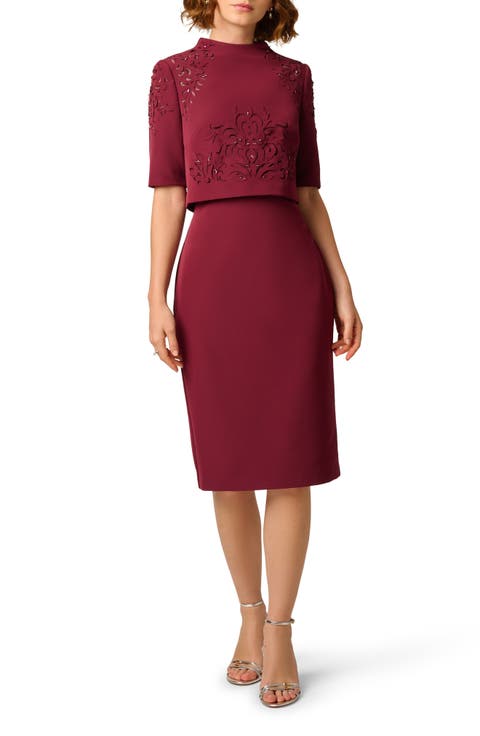 Cutout Stretch Crepe Popover Sheath Dress
