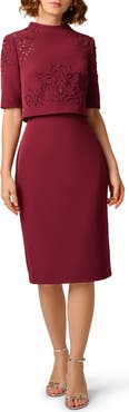 Aidan Mattox Cutout Stretch Crepe Popover Sheath Dress