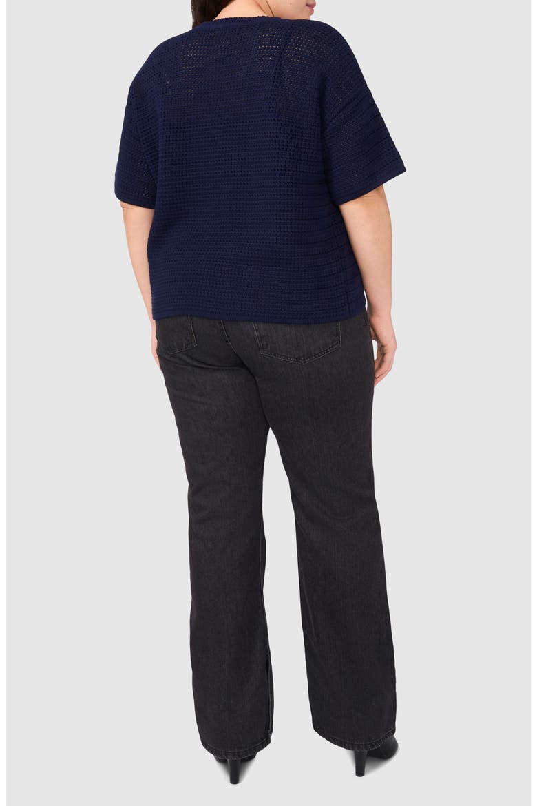 Open Stitch Cotton Crewneck Sweater, Alternate, color, CLASSIC NAVY
