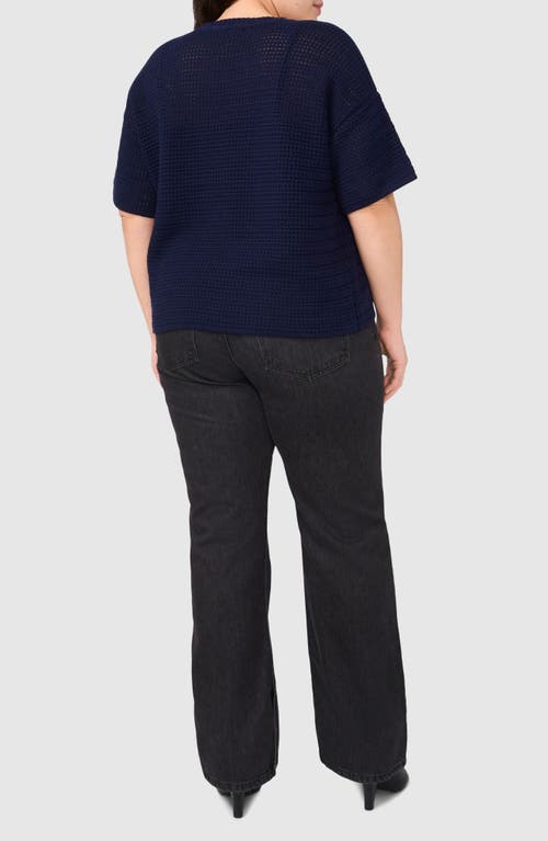 Halogenr Halogen(r) Open Stitch Cotton Crewneck Sweater In Classic Navy