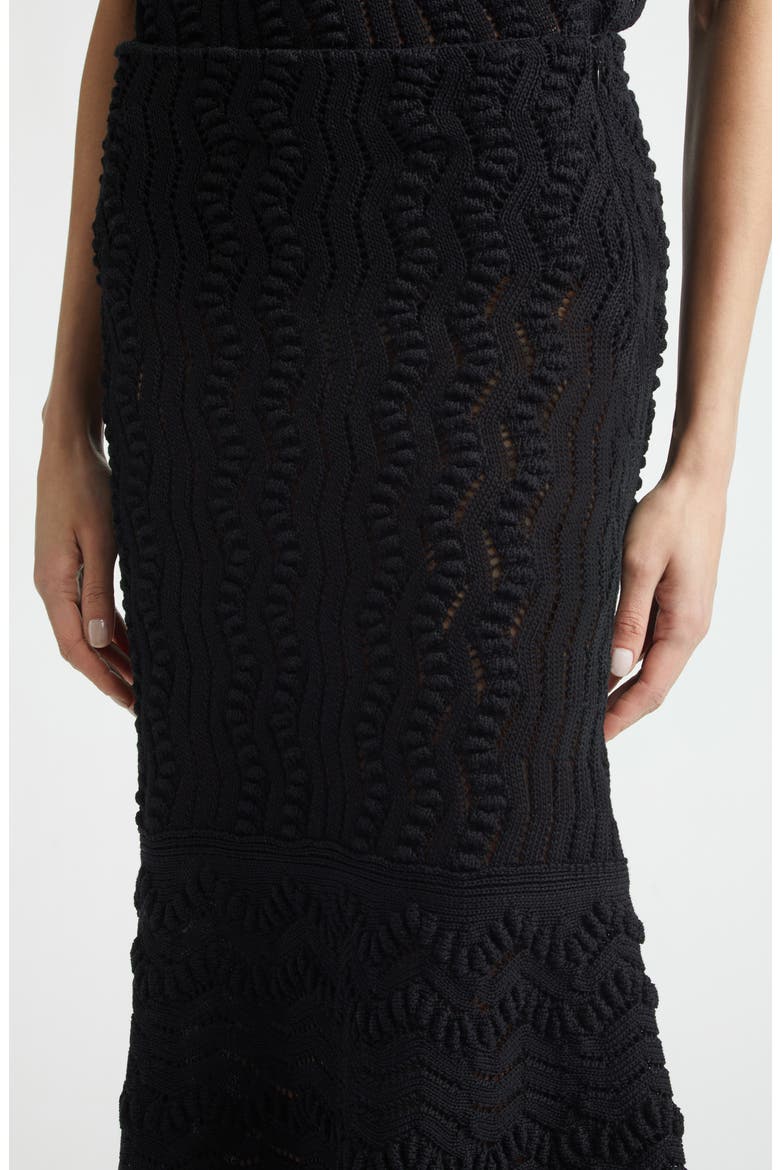 Textured Lace Pointelle Sweater Skirt, Alternate, color, BLACK