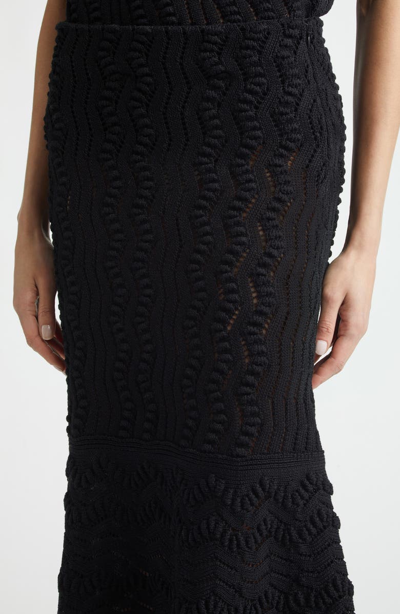 Jil Sander Textured Lace Knit Skirt, Alternate, color, Black