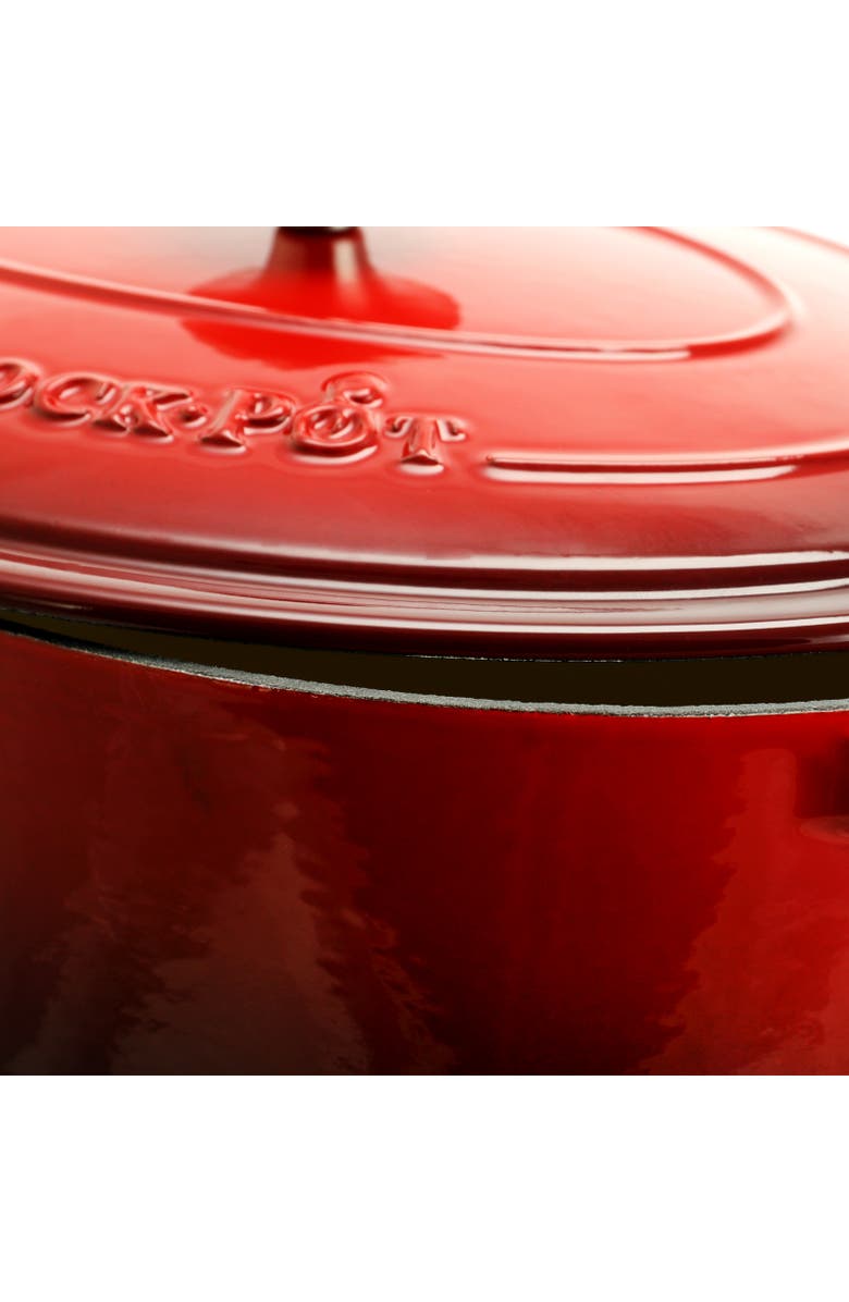 Crock-pot 7 Quart Oval Enameled Cast Iron Dutch Oven, Alternate, color, Red