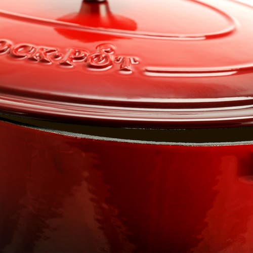 Crock-pot 7 Quart Oval Enameled Cast Iron Dutch Oven In Red
