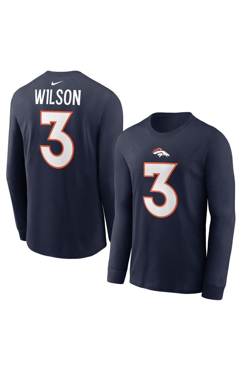 Nike Men's Nike Russell Wilson Navy Denver Broncos Player Name & Number Long Sleeve T-Shirt, Main, color, 