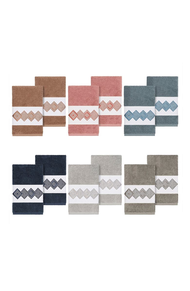 Linum Home Textiles Noah Embellished Hand Towel - Set of 2 - Latte, Alternate, color, Latte