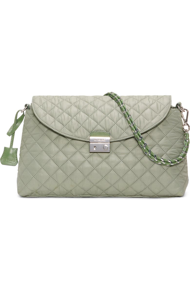 MZ Wallace Crosby Lock Quilted Nylon Shoulder Bag, Main, color, Agave Green