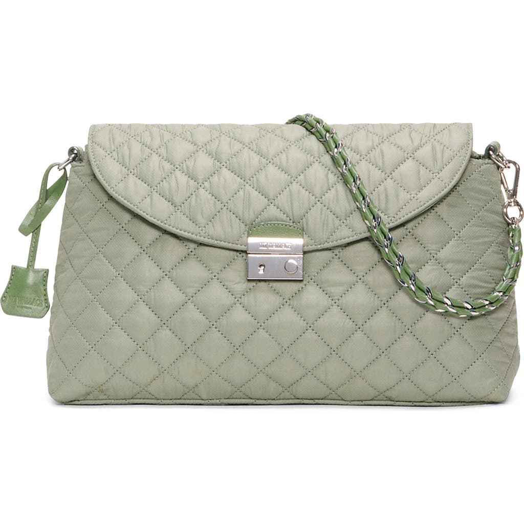 Mz Wallace Crosby Lock Quilted Nylon Shoulder Bag In Green