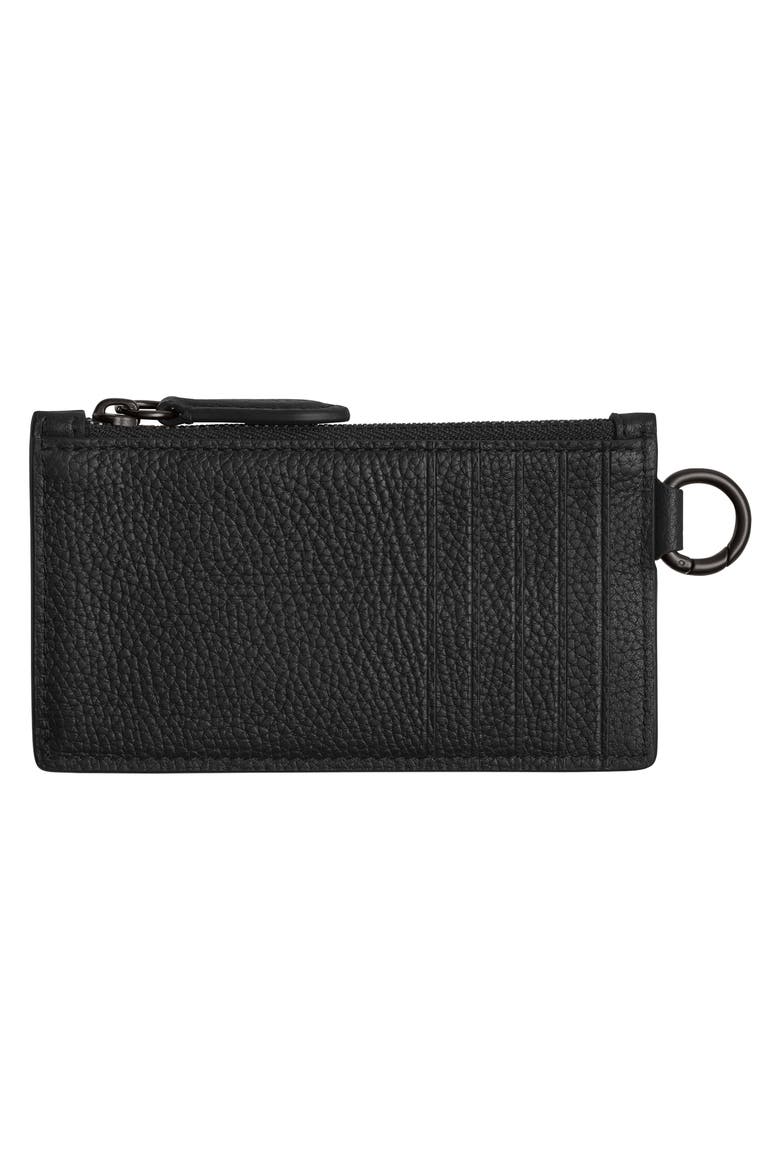 Leather Zip Card Case, Alternate, color, BLACK